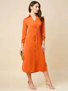 Hammered Satin Twisted Detail 9 To 9 Shirt Dress