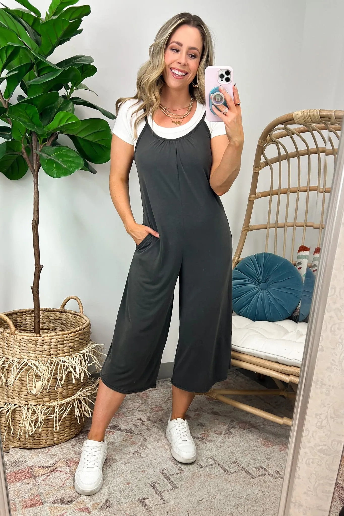 Harissa Spaghetti Strap Wide Leg Palazzo Jumpsuit - FINAL SALE
