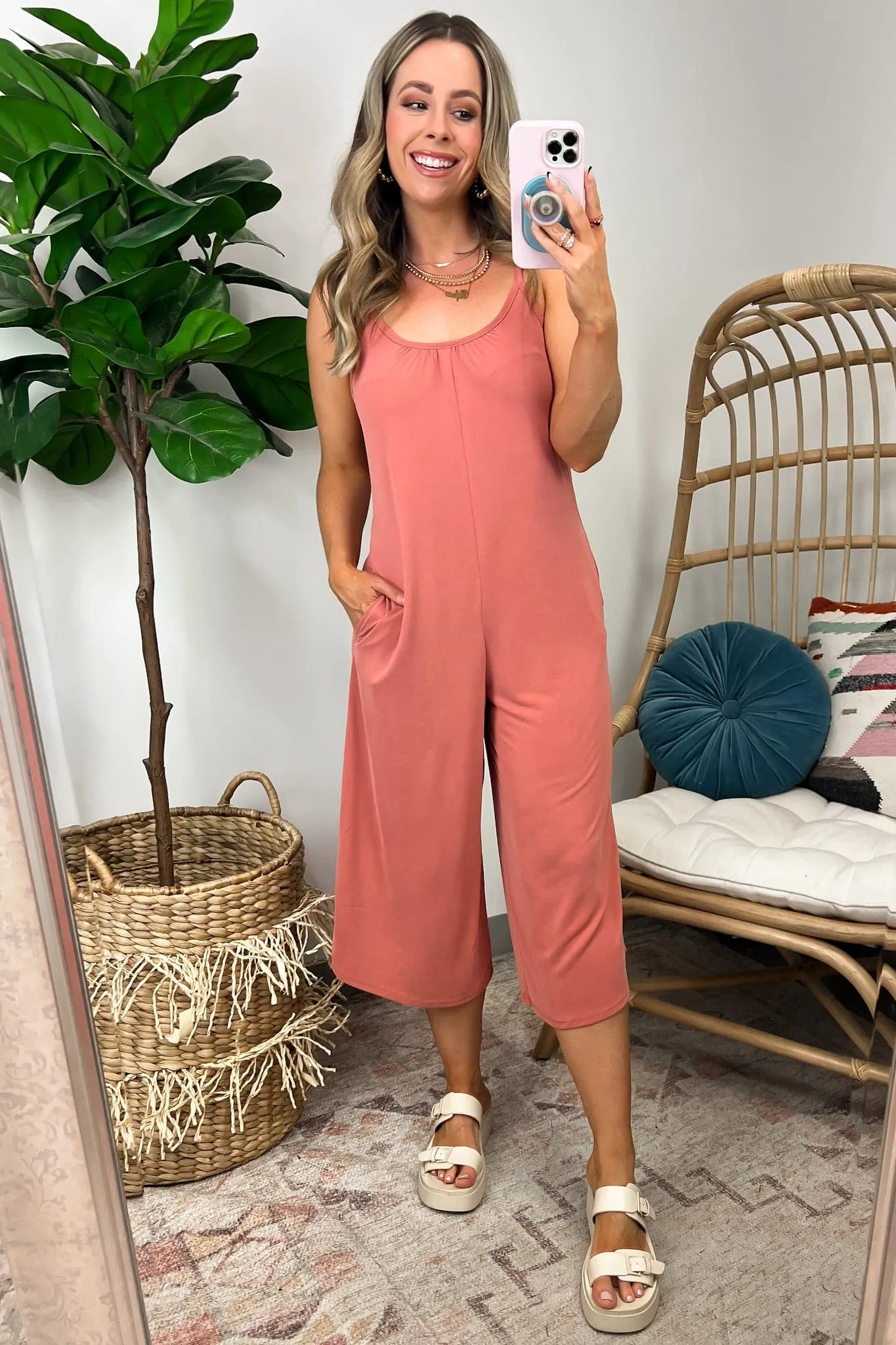 Harissa Spaghetti Strap Wide Leg Palazzo Jumpsuit - FINAL SALE