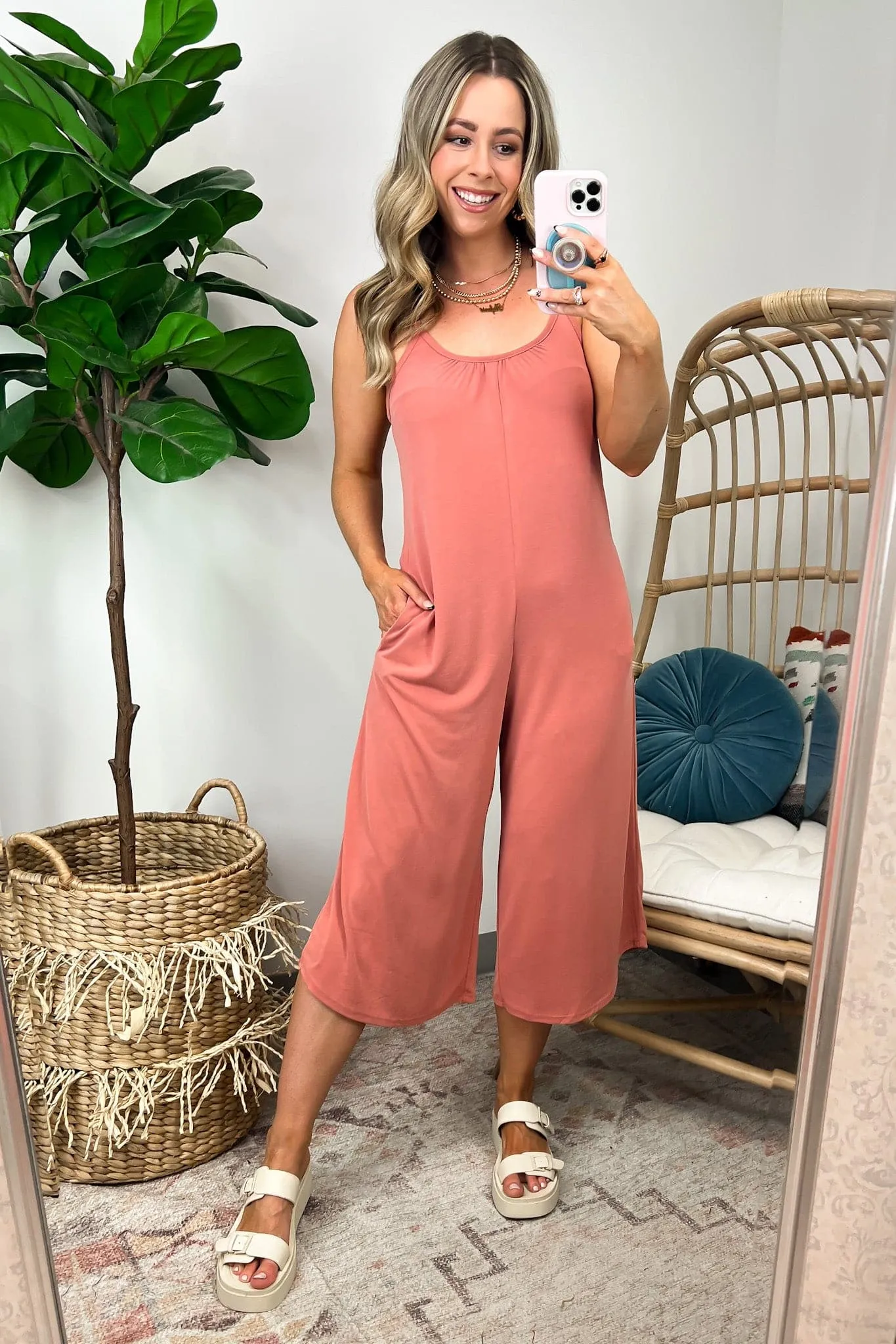 Harissa Spaghetti Strap Wide Leg Palazzo Jumpsuit - FINAL SALE