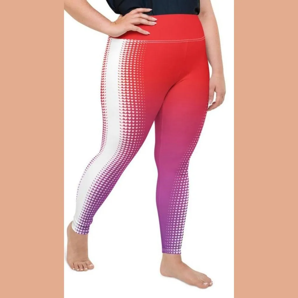 Hearts Optical Illusion Plus Size Leggings