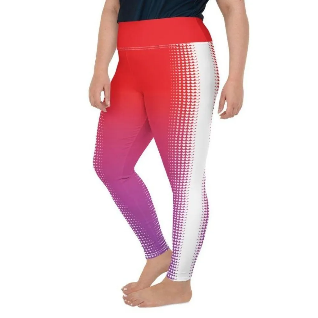 Hearts Optical Illusion Plus Size Leggings