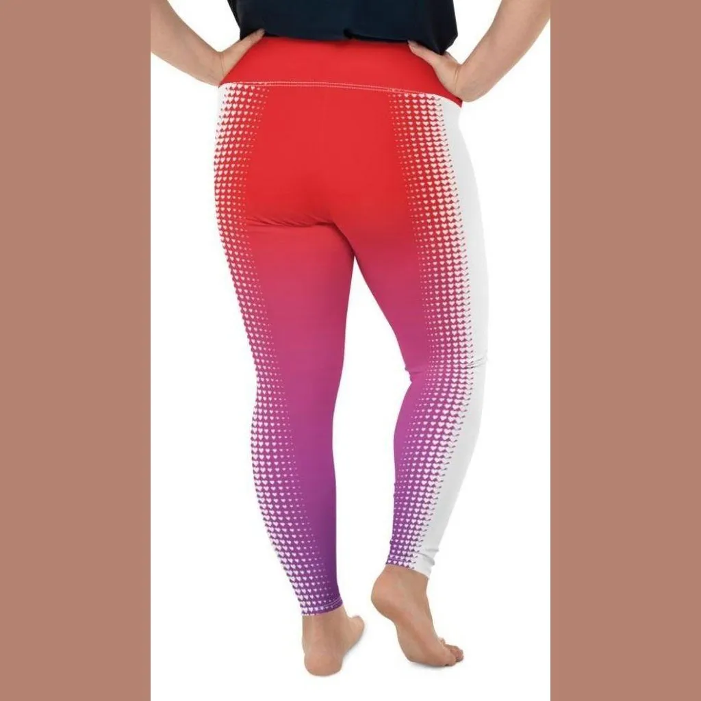 Hearts Optical Illusion Plus Size Leggings