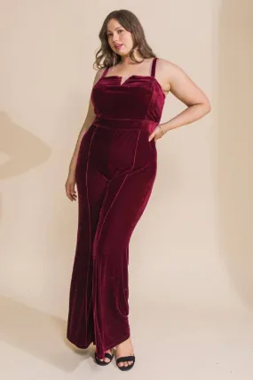 Heck Yes Burgundy Velvet Jumpsuit