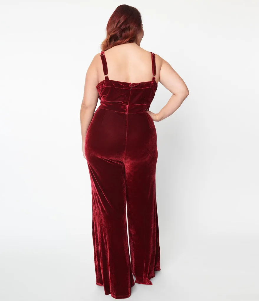 Heck Yes Burgundy Velvet Jumpsuit