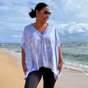 HIBISCUS KIMONO TOP GREY WHITE