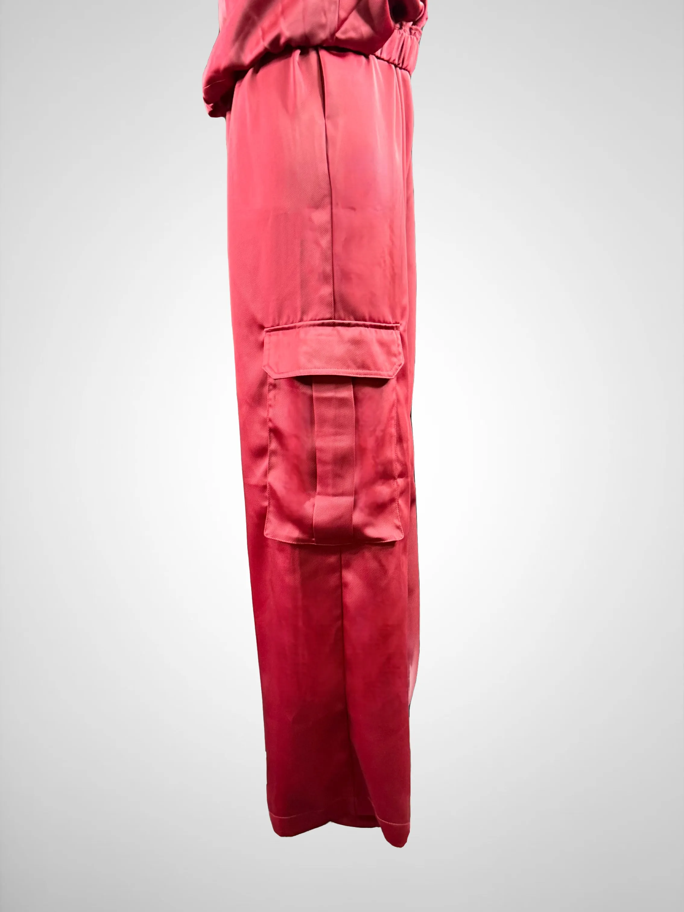 High Waist Elastic Band Satin Pants