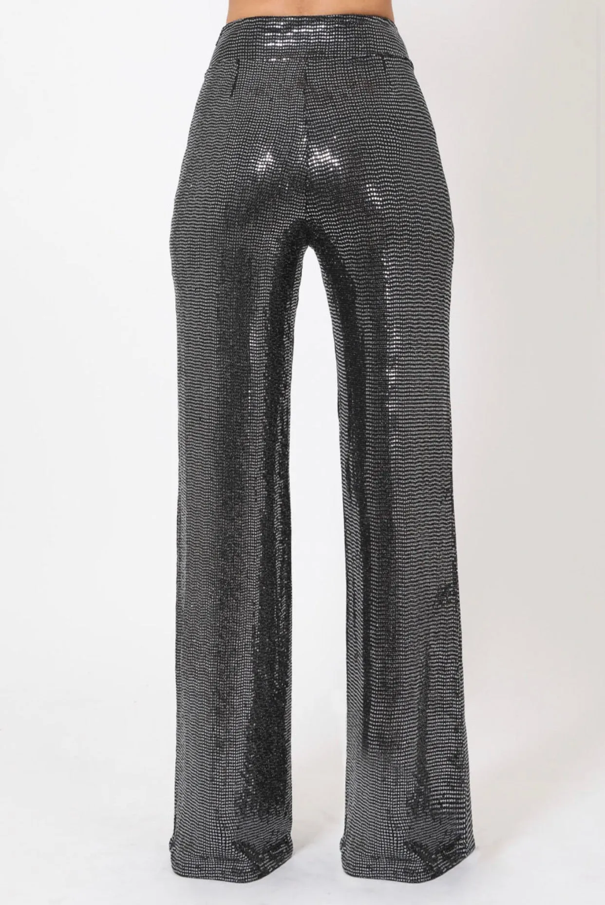 HIGH WAIST METALLIC FABRIC PANTS on sale