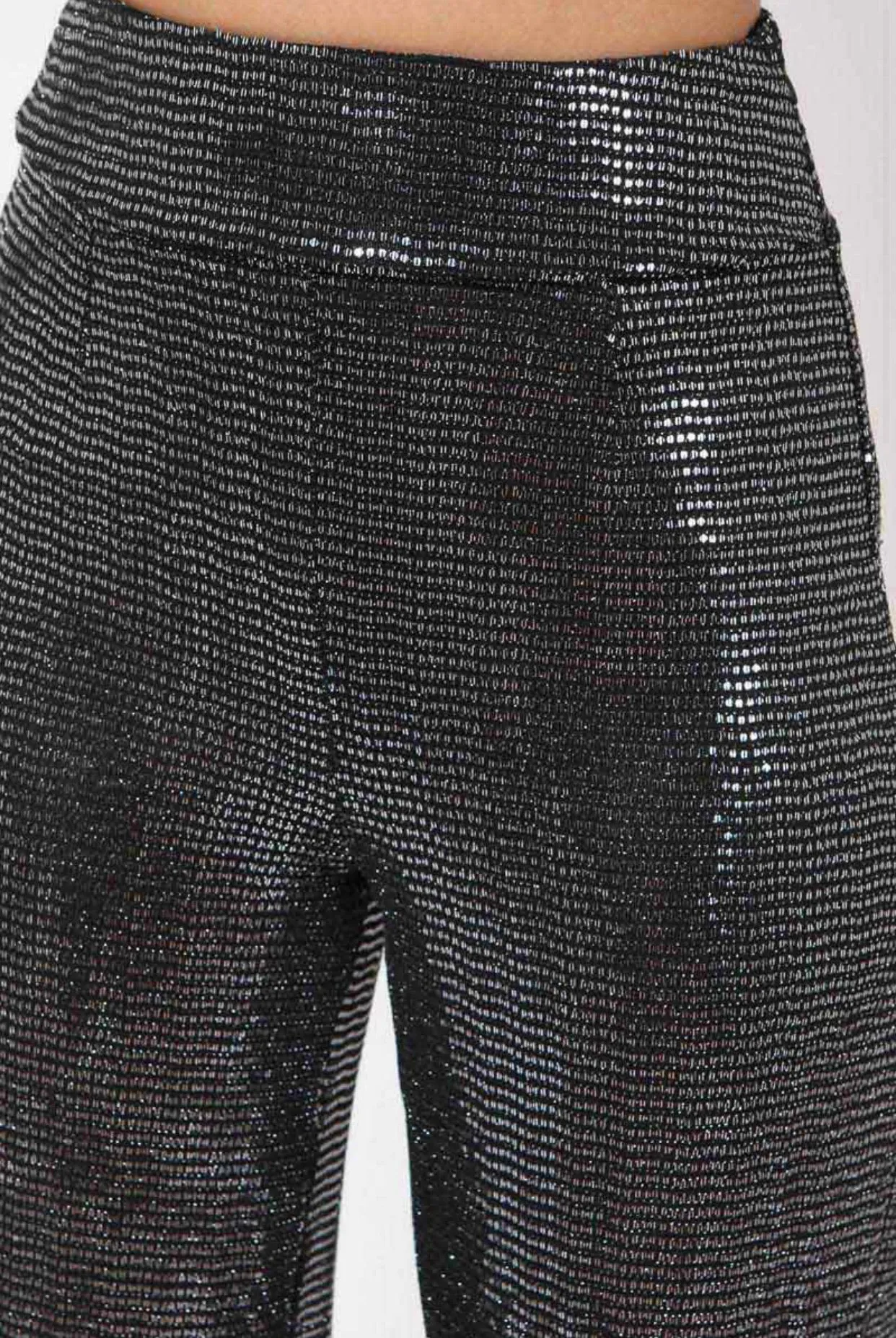 HIGH WAIST METALLIC FABRIC PANTS on sale