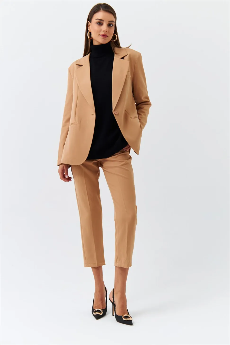 High waist pocket trousers  camel