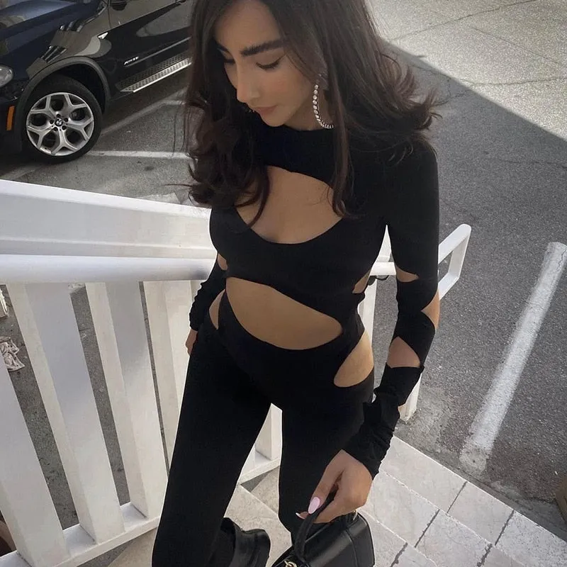 Hollow Out Cuts Bodycon Jumpsuit