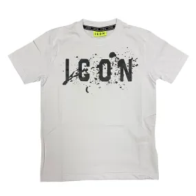 Icon maglietta con cappuccio junior con stampa schizzo IBKS00520 bianco