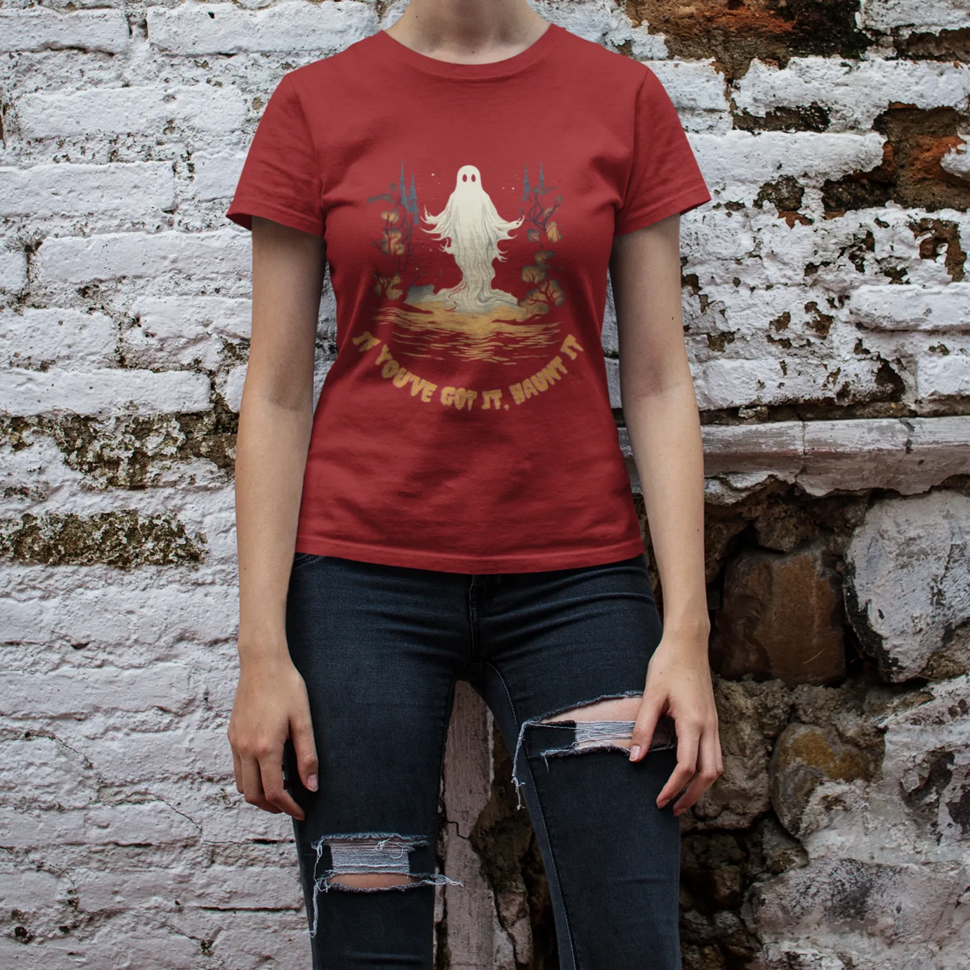 If You Got It, Haunt It, Halloween T-shirt, Fall t-shirt, Custom T-shirt, Womens Halloween, T-shirt mockup, Ghost Halloween, Halloween