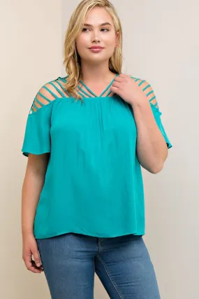 Jade Strappy Short Sleeve Curvy Top