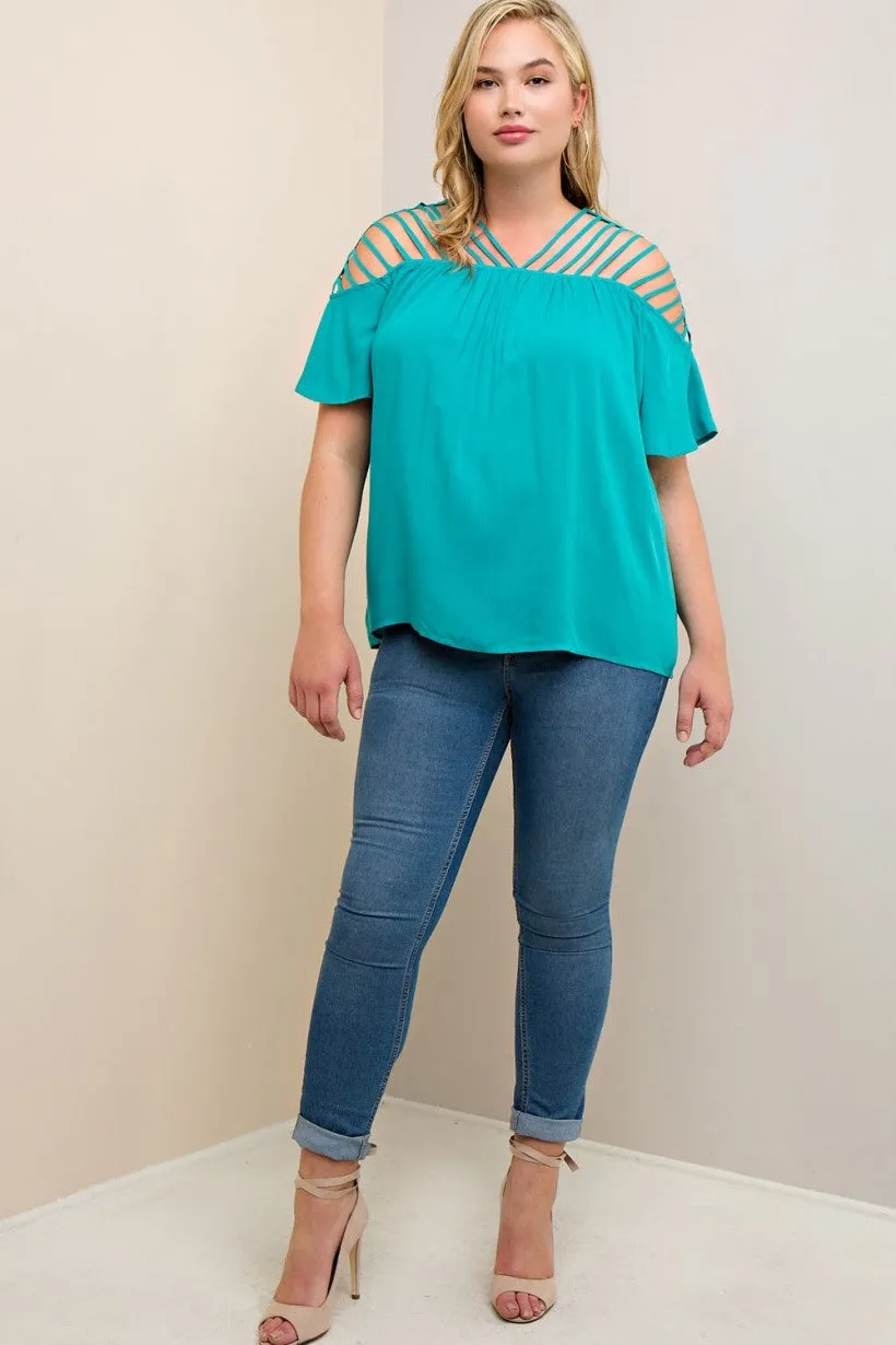 Jade Strappy Short Sleeve Curvy Top
