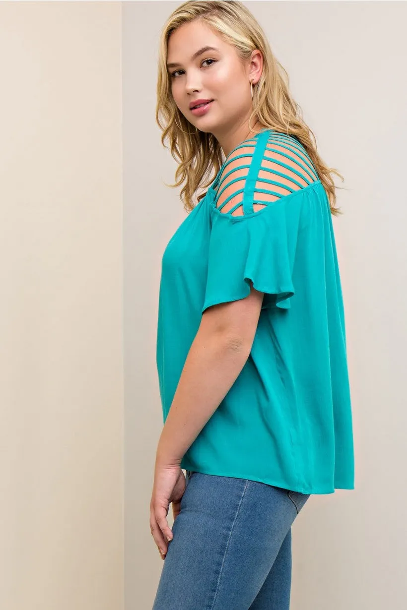 Jade Strappy Short Sleeve Curvy Top
