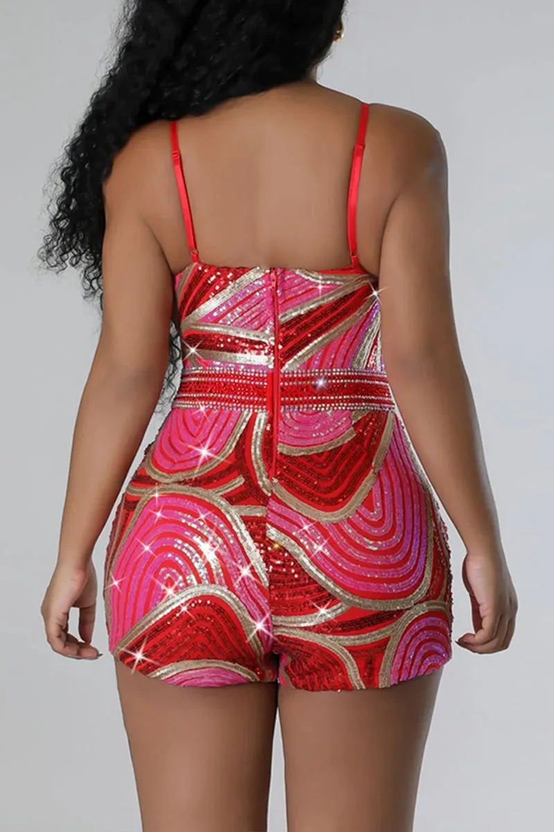 JI822 Sequin Shimmer Cami Romper
