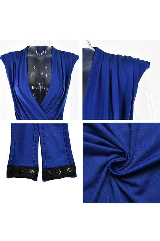 JY954 Solid Color Sleeveless Pleated Jumpsuit