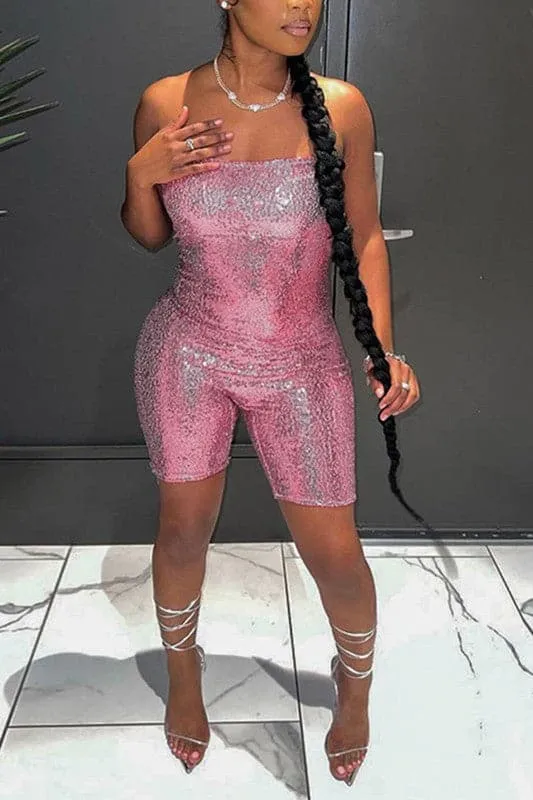 JZ202 Sequins Strapless Rompers
