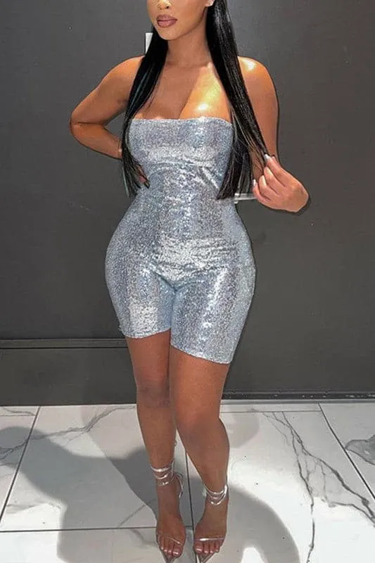 JZ202 Sequins Strapless Rompers