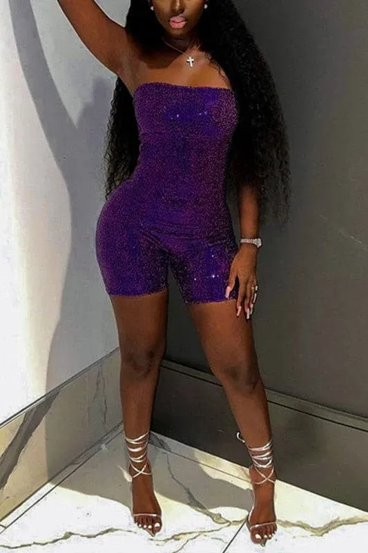 JZ202 Sequins Strapless Rompers