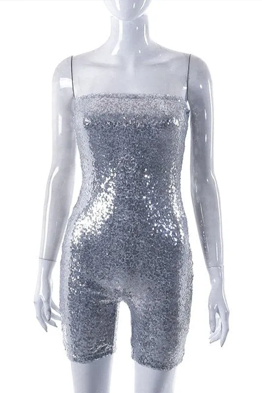 JZ202 Sequins Strapless Rompers