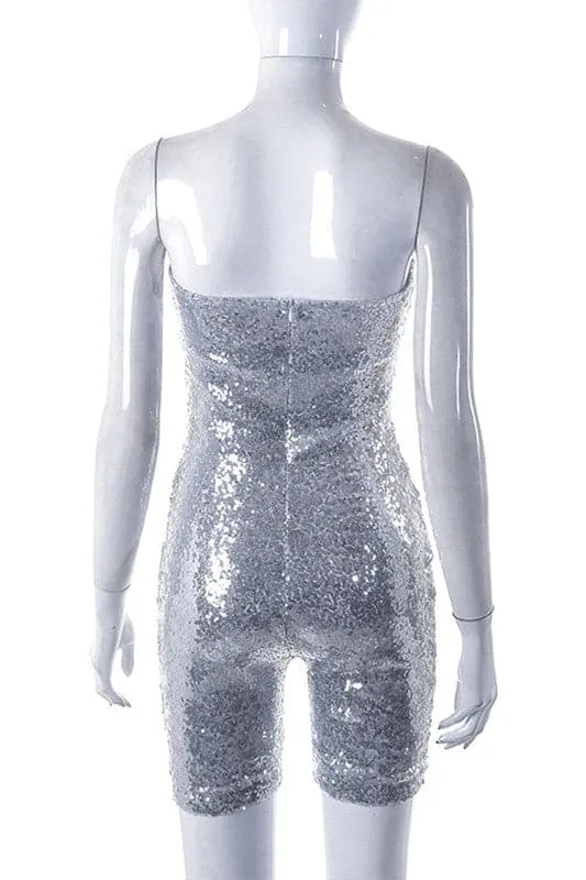 JZ202 Sequins Strapless Rompers