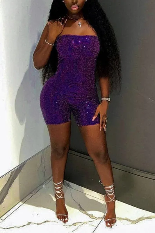 JZ202 Sequins Strapless Rompers