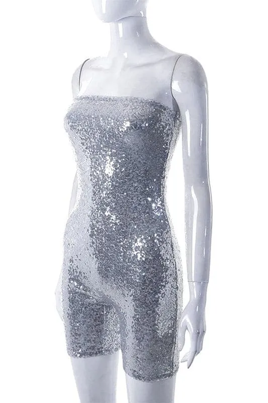 JZ202 Sequins Strapless Rompers