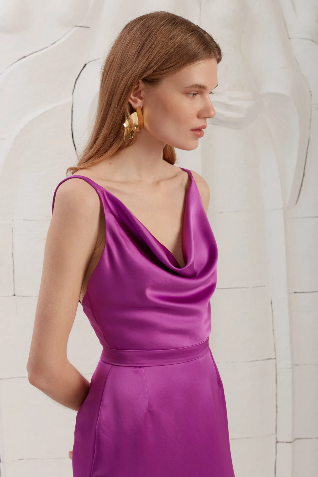 KAMEA magenta pink open back dress