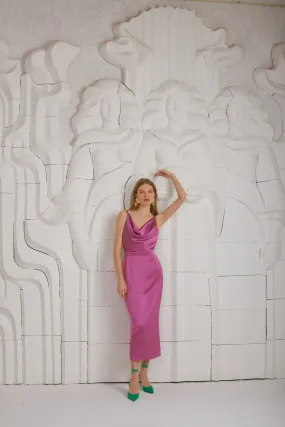 KAMEA magenta pink open back dress