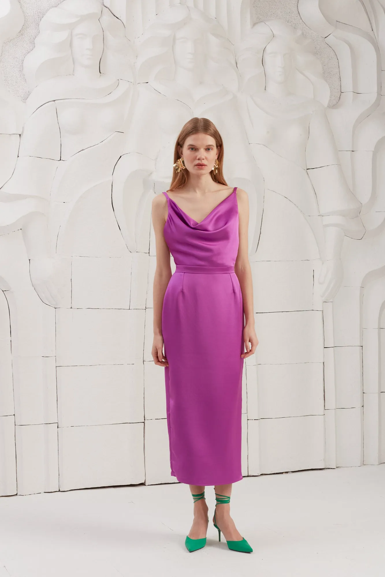 KAMEA magenta pink open back dress