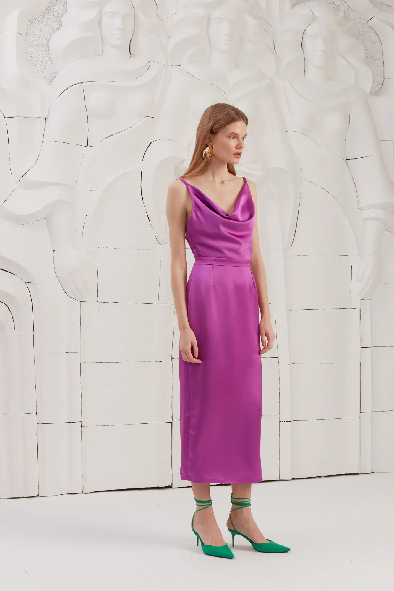 KAMEA magenta pink open back dress