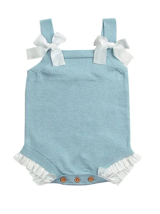 Lacework Bowknot Bodysuit Strapped Baby Onesies