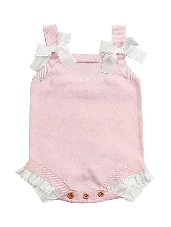 Lacework Bowknot Bodysuit Strapped Baby Onesies
