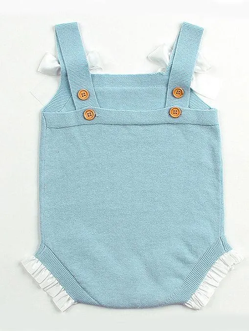 Lacework Bowknot Bodysuit Strapped Baby Onesies