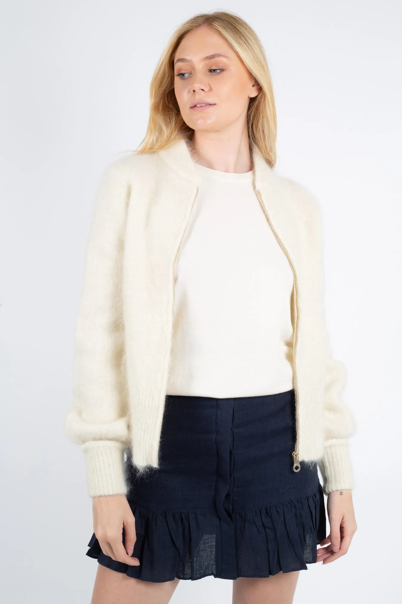 Laura Mohair Cardigan - White