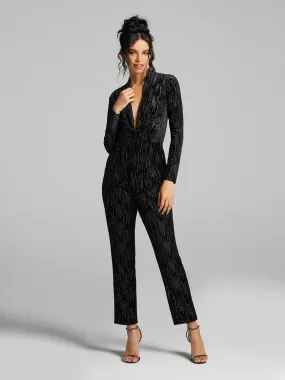 Lenore Plunging V-Neck Pleated Jumpsuit