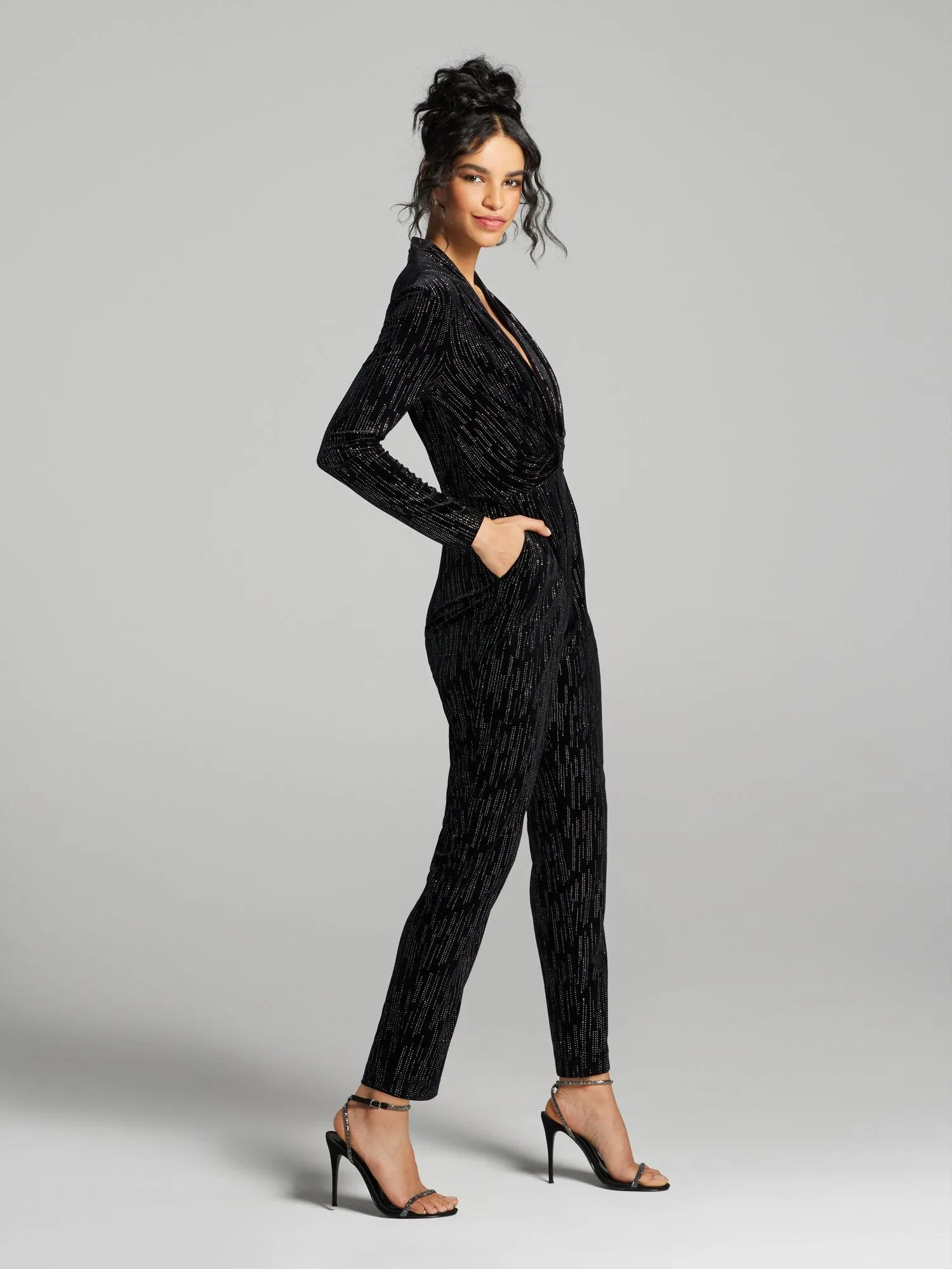 Lenore Plunging V-Neck Pleated Jumpsuit