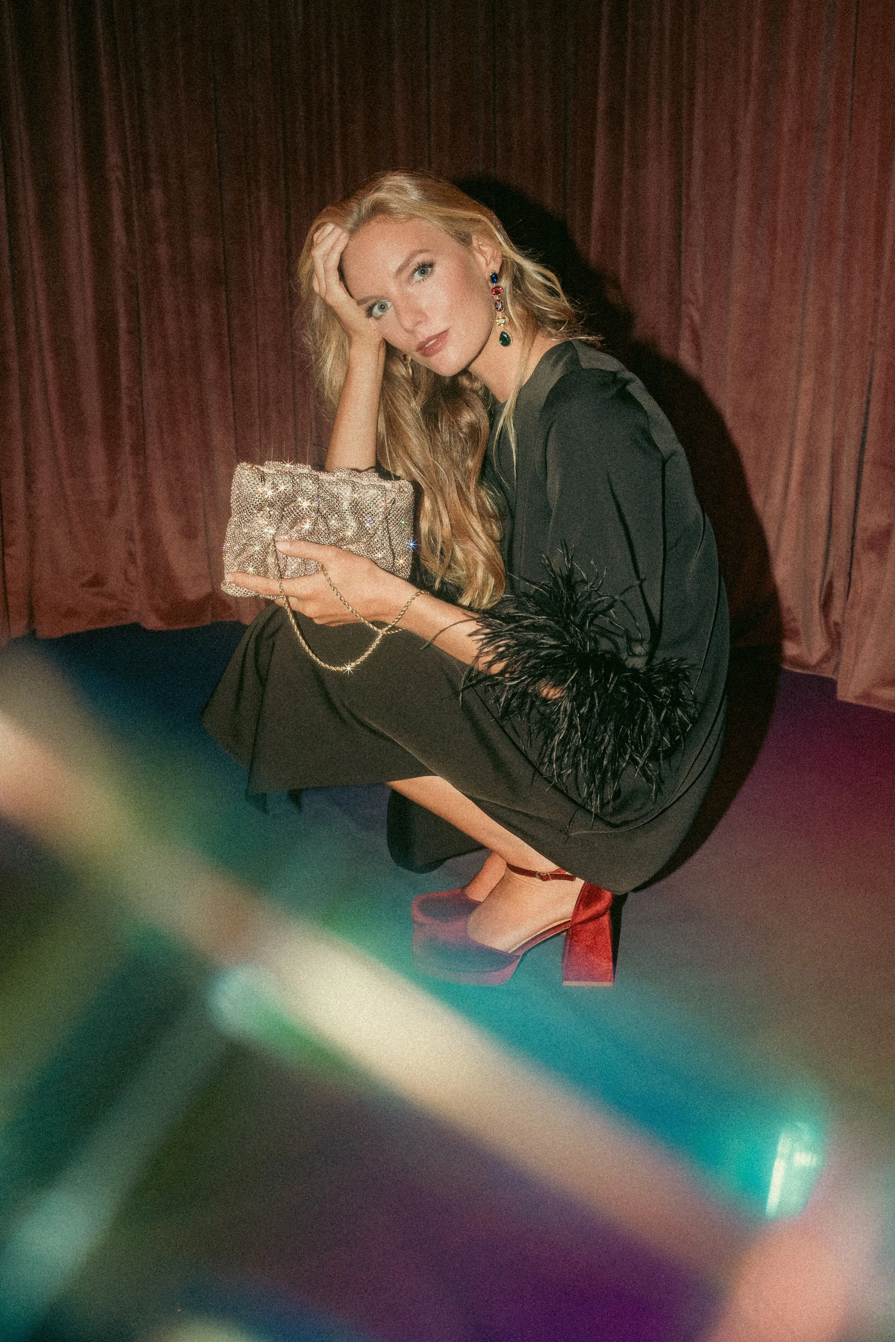 Light Peach Diamante Ember Clutch