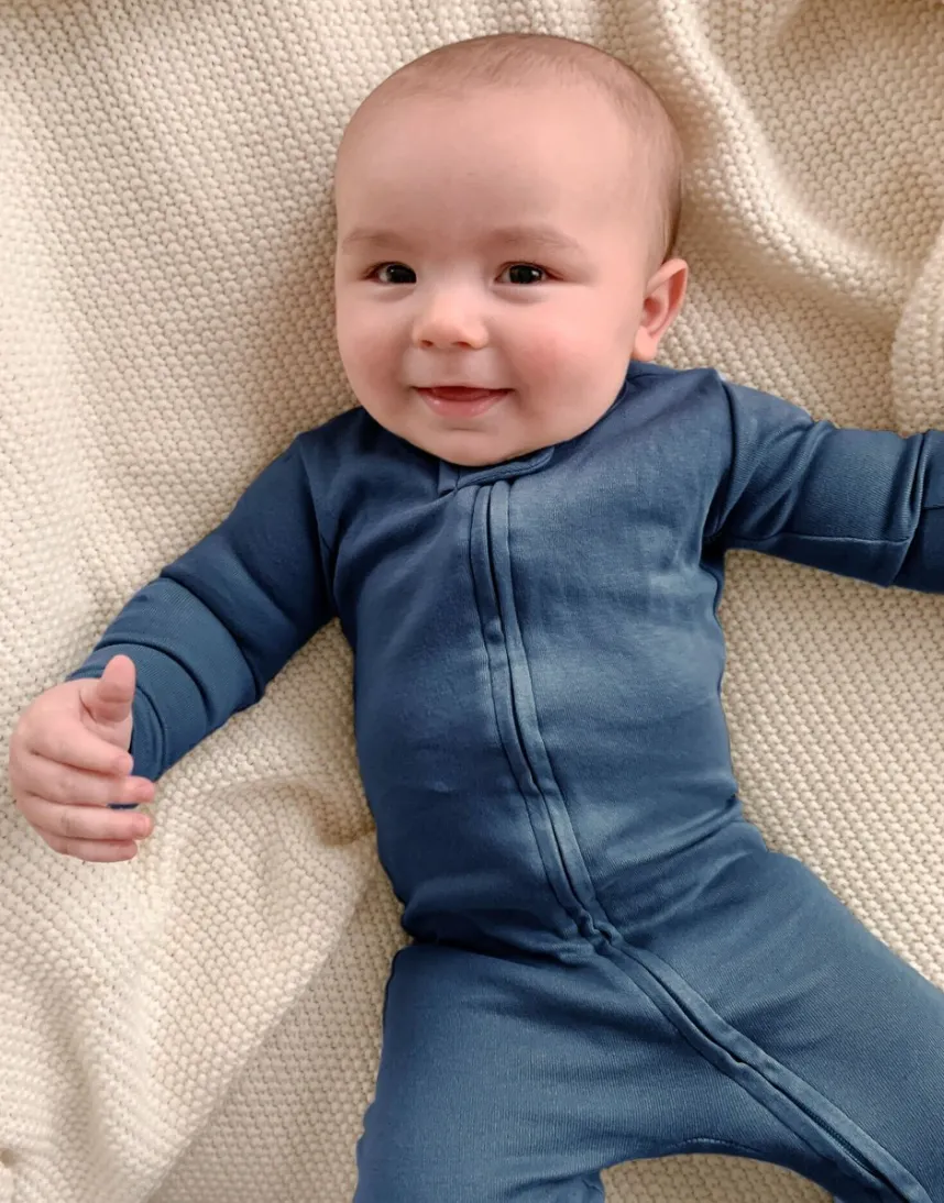 L'ovedbaby Gl'oved-Sleeve Organic Jumpsuit - Reversed Zipper / Slate