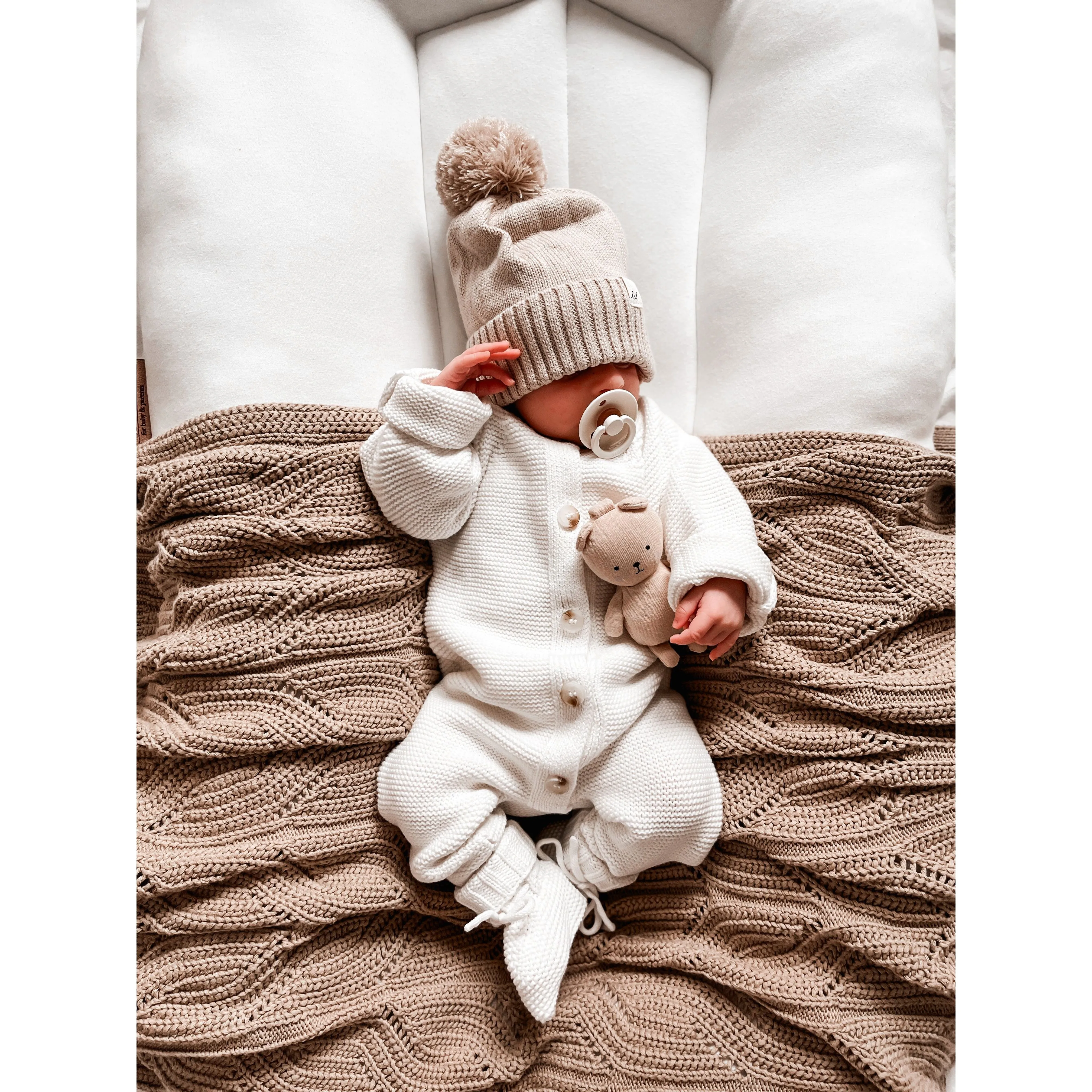 Luna   Luca Classic Purl Knit Jumpsuit - White