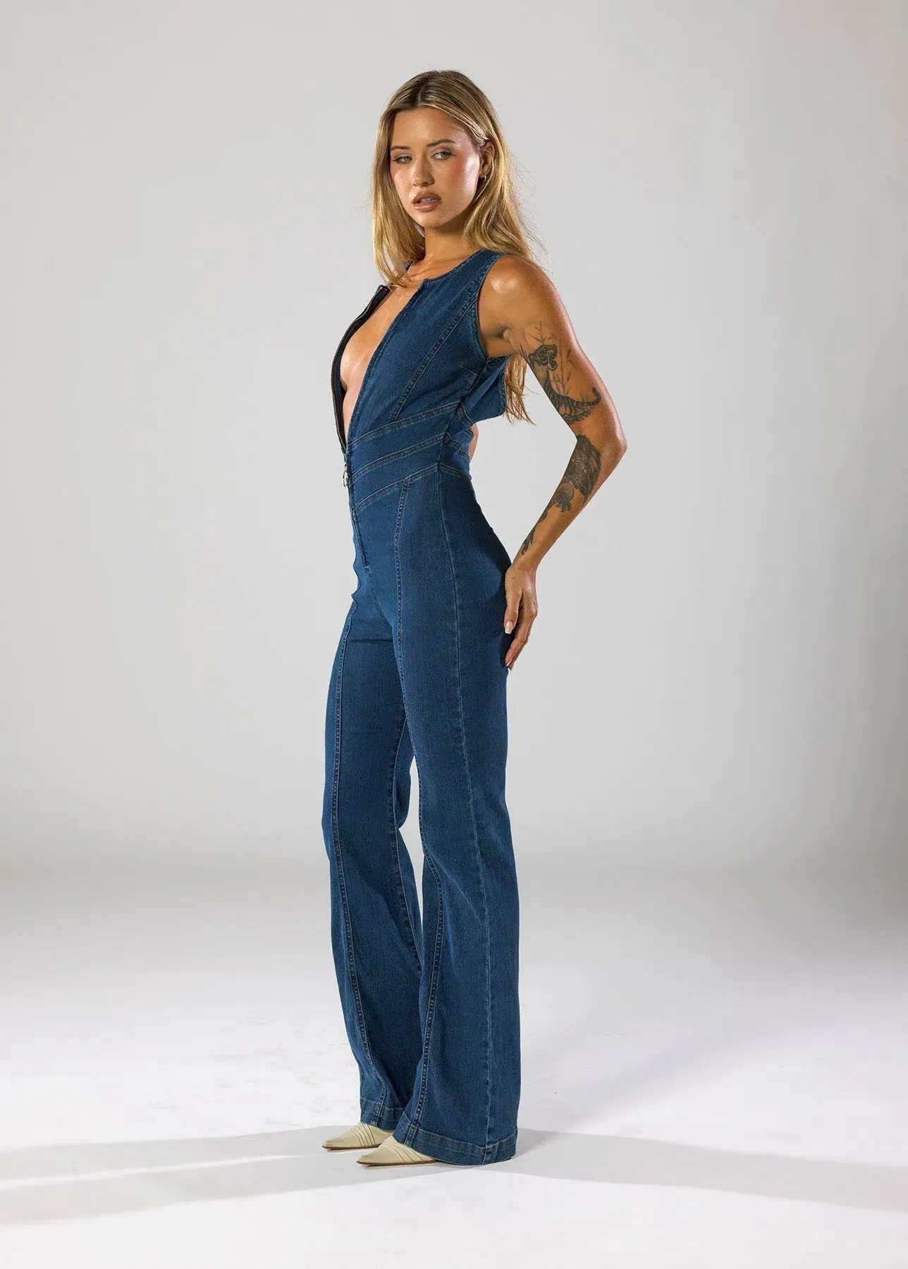 Margot – High-waisted design – Denim jumpsuit