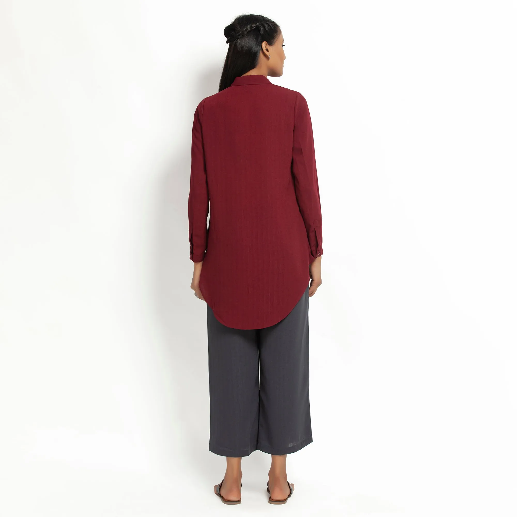 Maroon Double Layer Asymmetrical Top