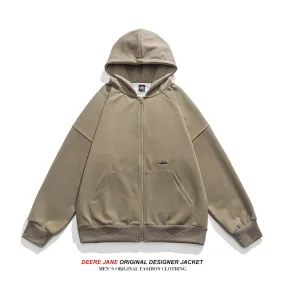 Men Cardigan Hoodie Sweater Men's Spring Leisure Top Solid Color Coat
