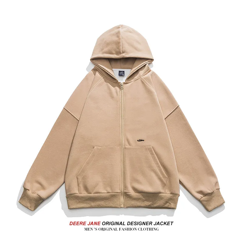 Men Cardigan Hoodie Sweater Men's Spring Leisure Top Solid Color Coat