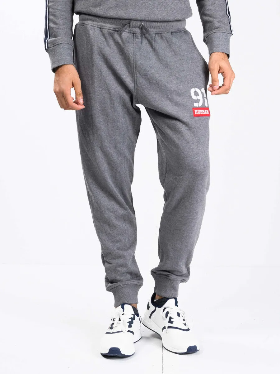 Men Medium Heather Grey Terry Slim Joggers