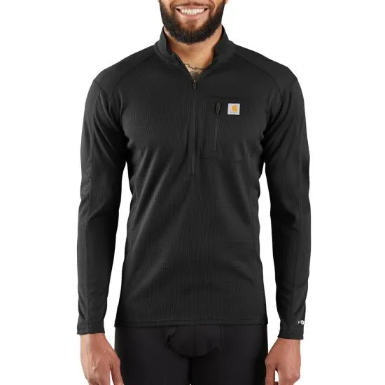 Men's Force Midweight Micro-grid Base Layer Quarter-zip Pocket Top