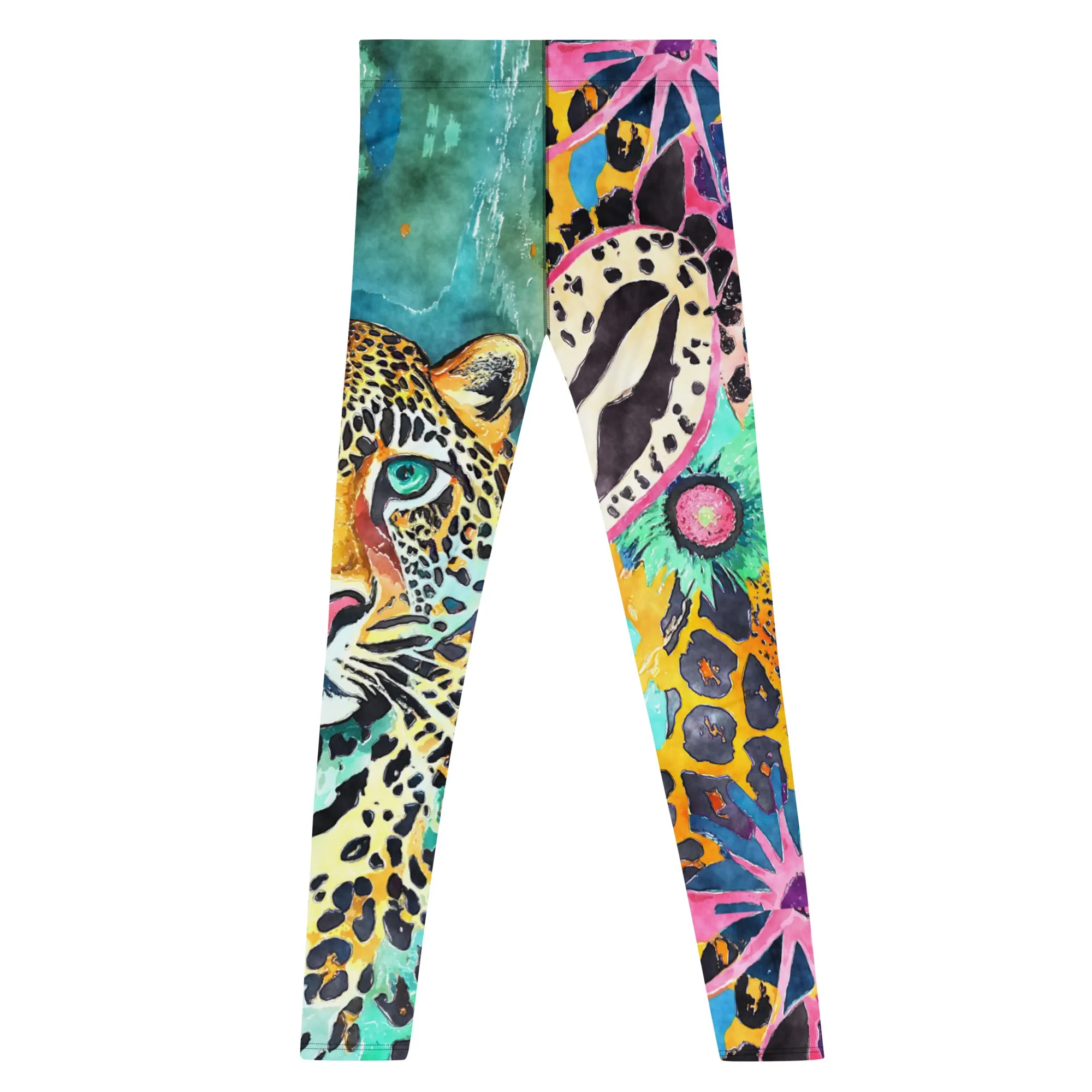 Men's Leggings, Leopard Spirit, Ecstatic Dance, Festival, Rave, Gym Leggings, Trippy Leggings, Wrestling Tights, Yoga