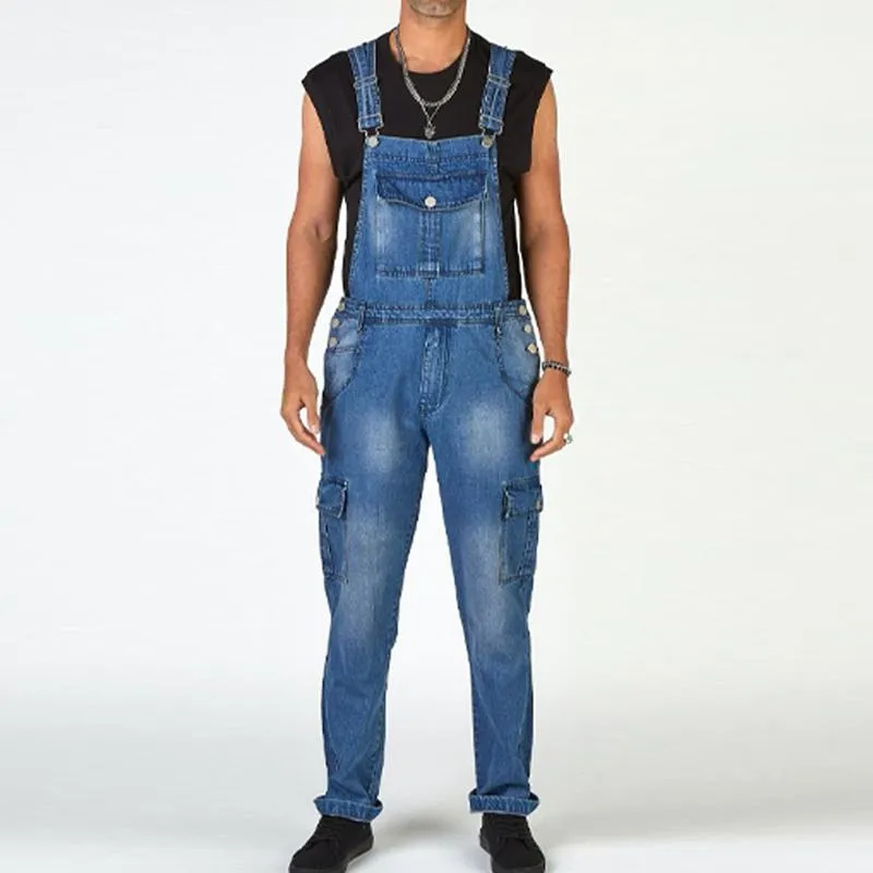 Men's Vintage Multi-Pocket Cargo Denim Overalls 50530030Y